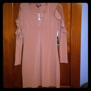 Express ruffle sleeve mini sheath dress